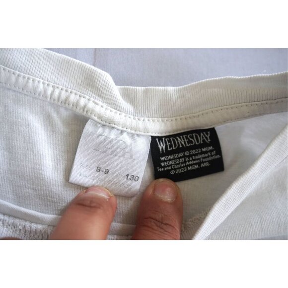 Zara Kids Wednesday Addams T-Shirt - Size 8-9 - Picture 3 of 5